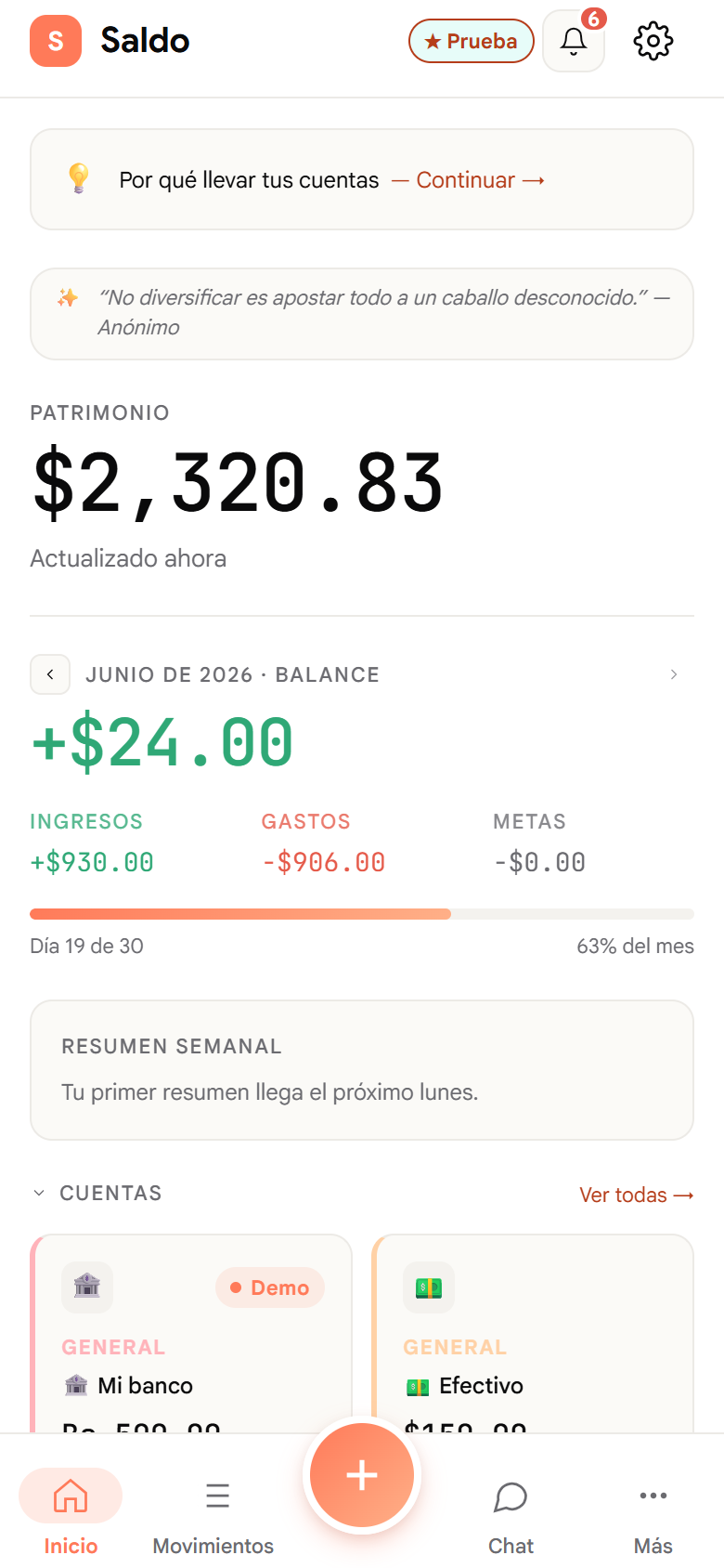 Saldo screenshot
